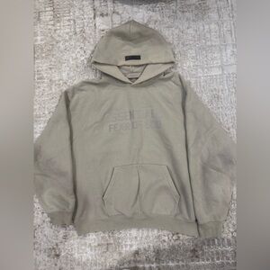 Essentials Neutral Taupe Embossed Logo Hoodie